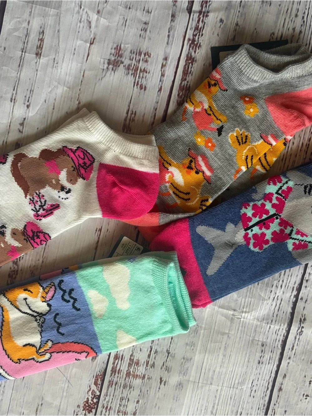 Target Brand Hello Socks! Bundle of 4 Girl’s Shoe Size 4-10 Cool Designs